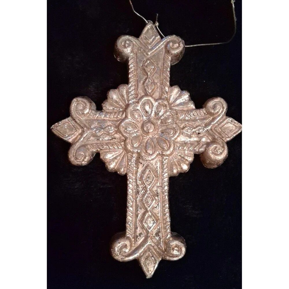 Vintage Resin Gold Cross 7inchx1inch thick